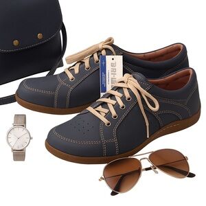 Barefoot Freedom by Drew Geneva Sneakers 8.5 WW Blue Leather Comfort Orthopedic